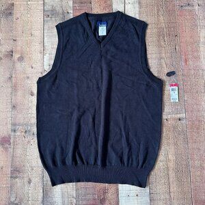 Basic Editions Black v-neck sweater vest men's M